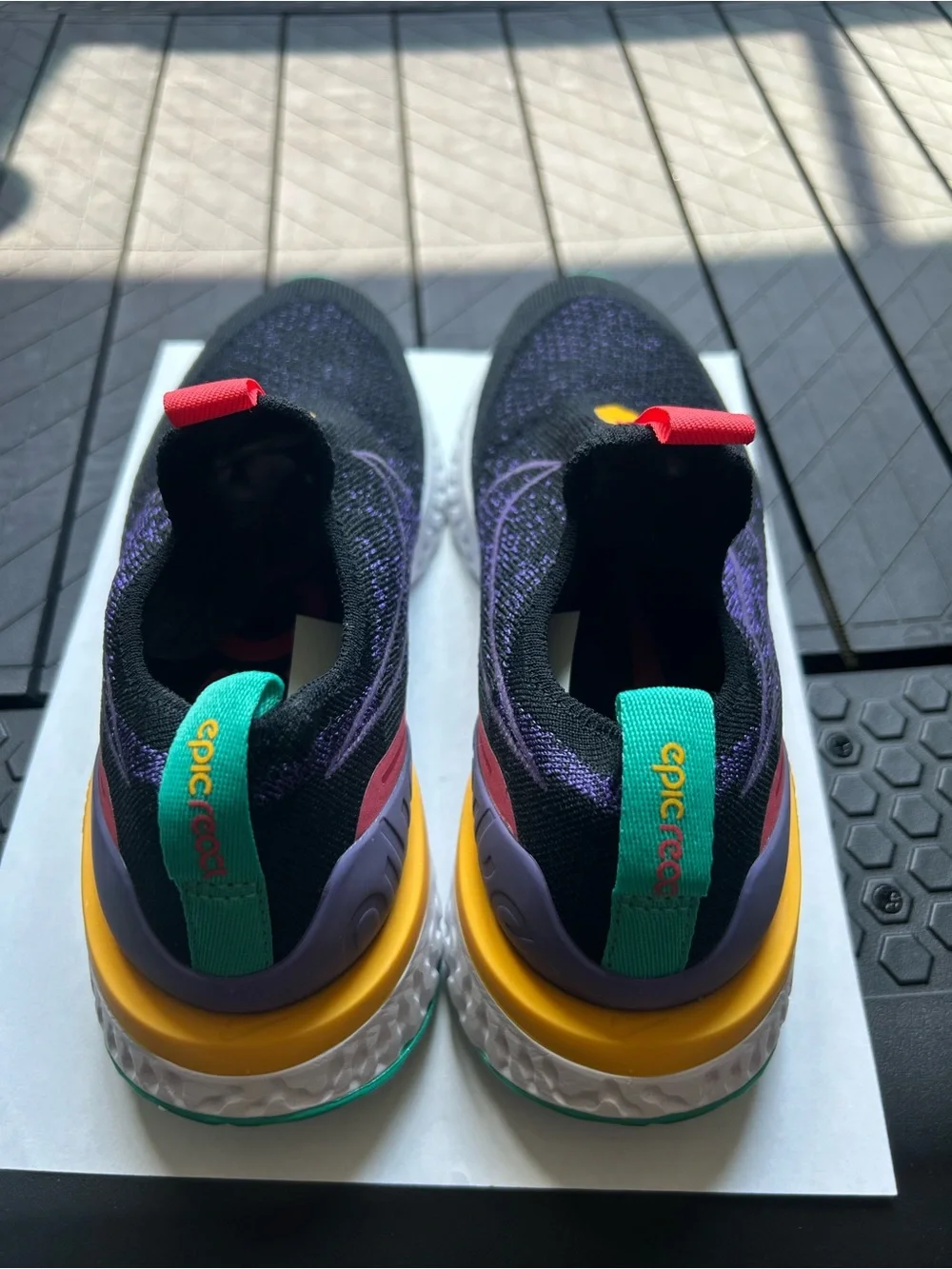 Nike Black Purple Phantom Run Flyknit React Sneakers